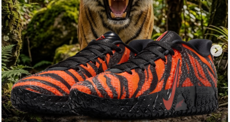 Nike JA 3 Tiger sneaker with tiger - black and orange tiger stripe pattern