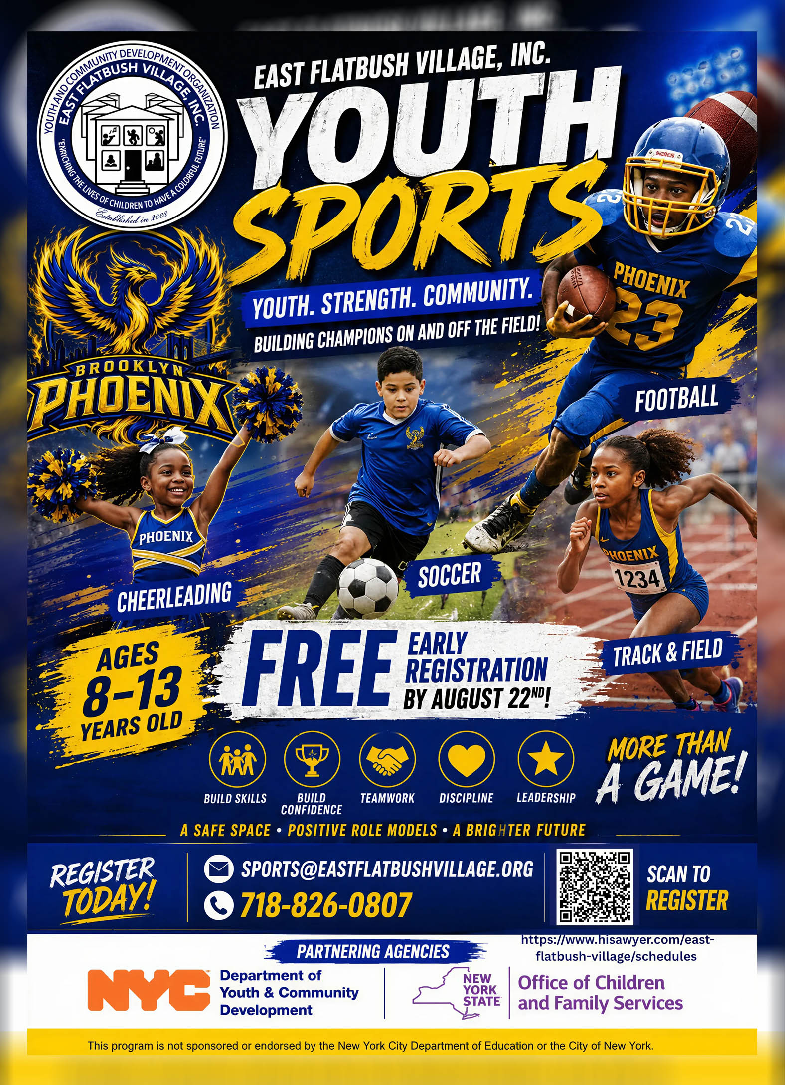 Brooklyn Phoenix Youth Sports 2026 — football, soccer, cheerleading, track & field